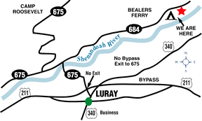 Map from Luray to SRO